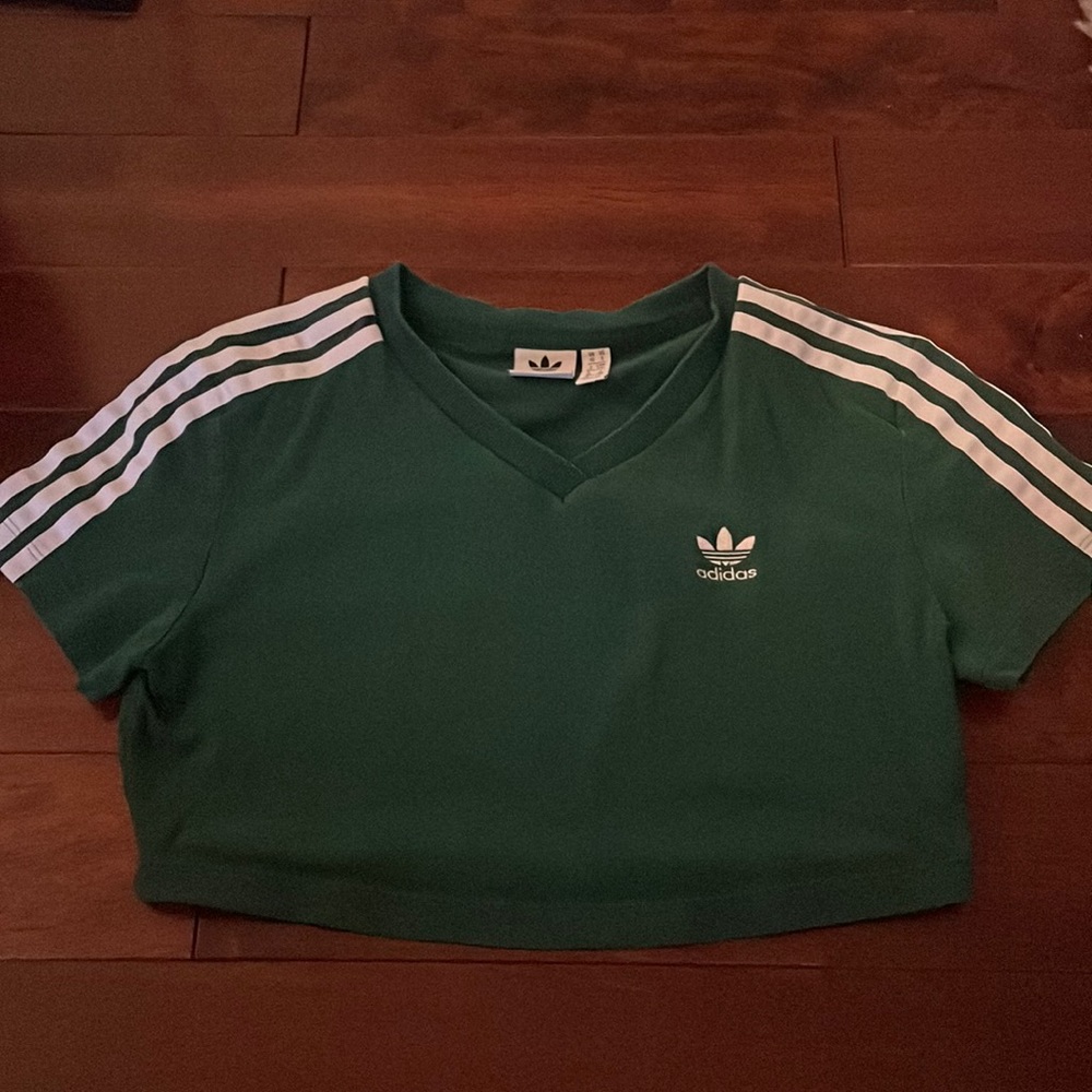 Dark Green Adidas Crop Top, Size S